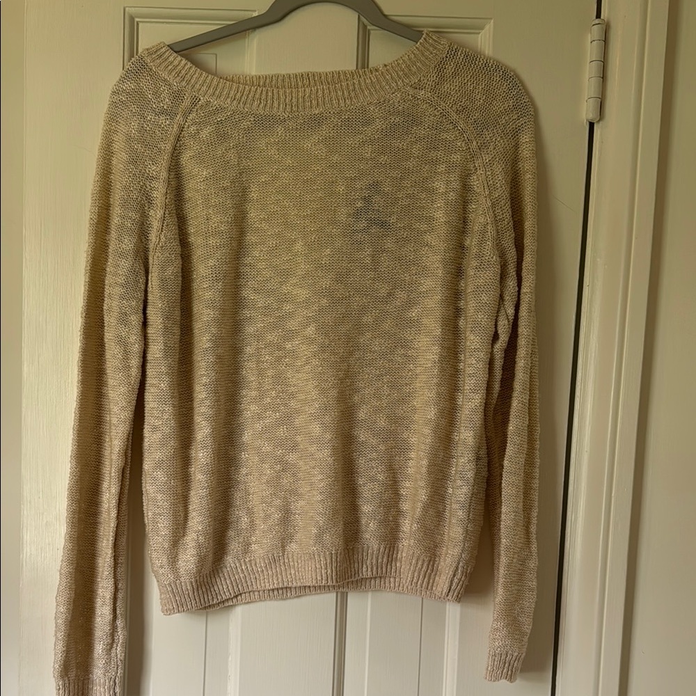 Forever 21 Cream Crew Neck Sweater with open back